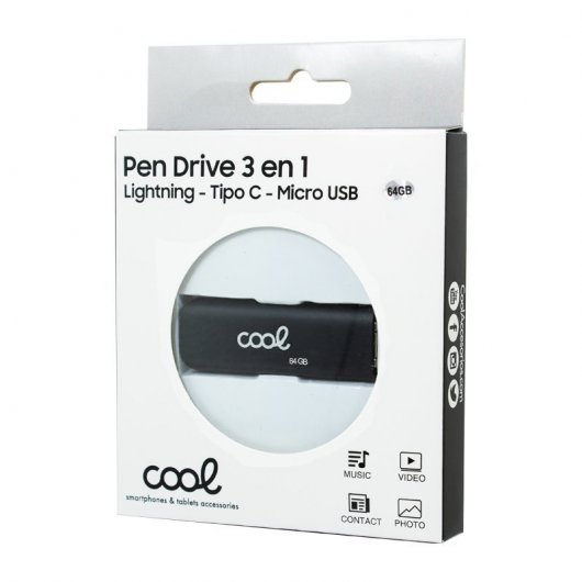Cool 64 Go Lightning/USB-C/Micro-USB Noir