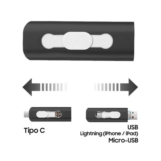 Fantastico 64 GB Lightning/USB-C/Micro-USB Nero