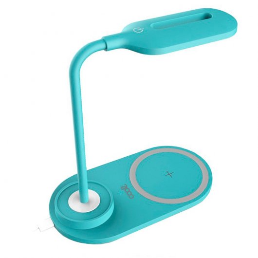 Cool Lámpara LED con Cargador Inalámbrico Qi Celeste