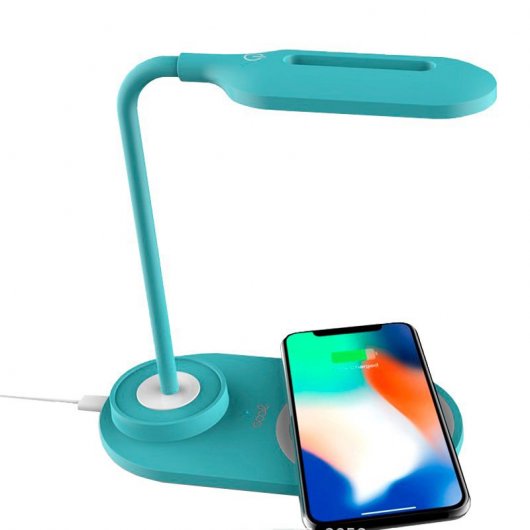 Cool Lámpara LED con Cargador Inalámbrico Qi Celeste