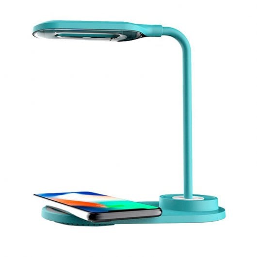 Cool Lámpara LED con Cargador Inalámbrico Qi Celeste
