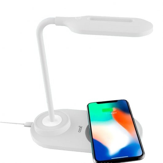 Coole LED-Lampe mit kabellosem Qi-Ladegerät Weiß