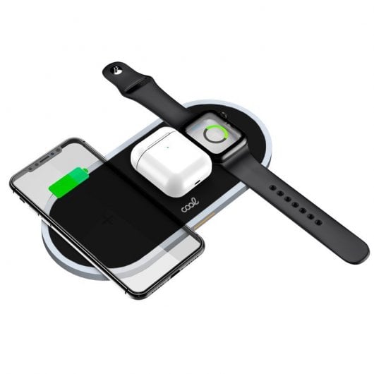 Cool Dock Cargador Inalámbrico Qi 3 en 1 Negro