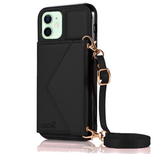 Cool Funda Colgante Wallet Negra para iPhone 12/12 Pro