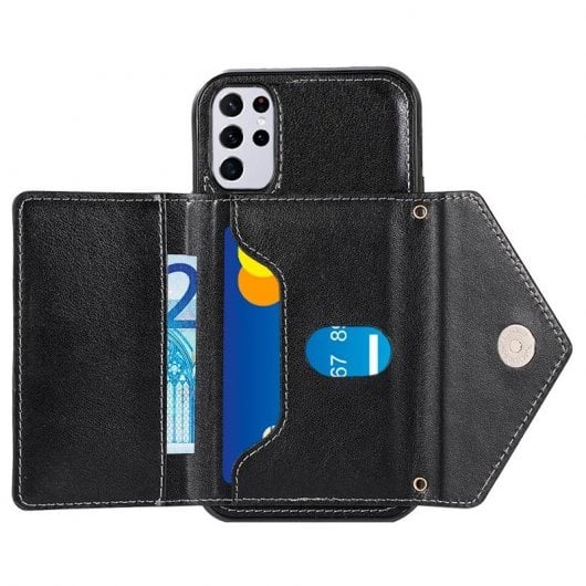 Cool Funda Colgante Wallet Negra para Samsung Galaxy S21 Ultra