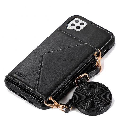 Coole schwarze Brieftaschen-Hängehülle für Samsung Galaxy A42 5G