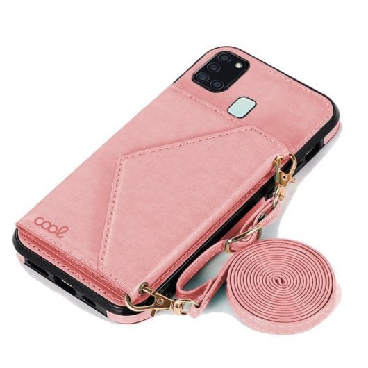 Cool Funda Colgante Wallet Rosa para Samsung Galaxy A21s