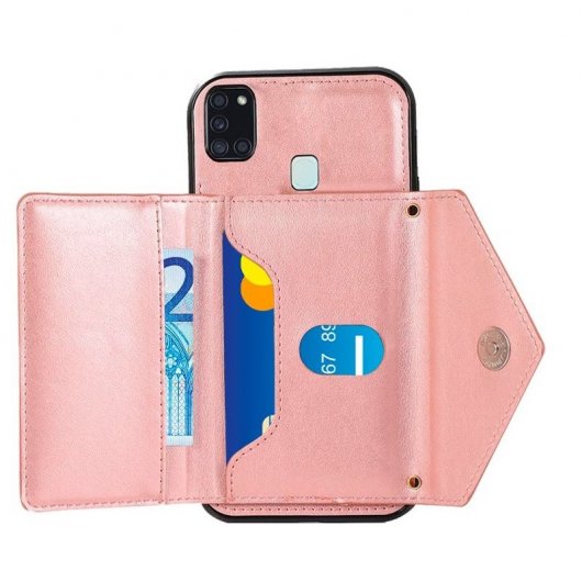 Cool Funda Colgante Wallet Rosa para Samsung Galaxy A21s