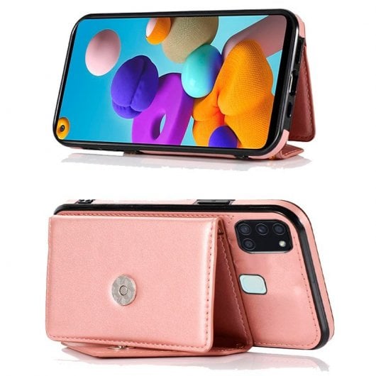 Cool Funda Colgante Wallet Rosa para Samsung Galaxy A21s