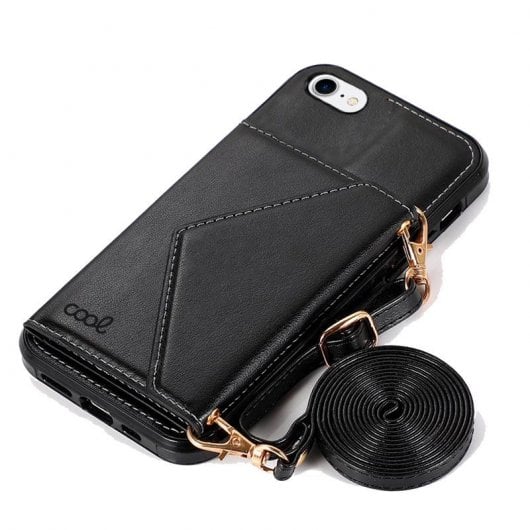 Cool Funda Colgante Wallet Negra para iPhone 7/8/SE 2020