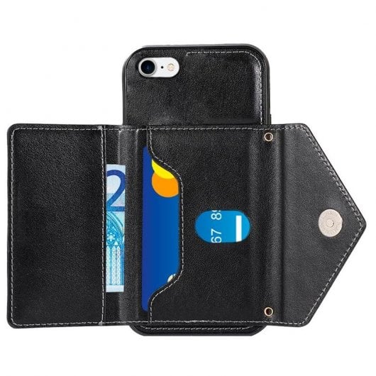 Cool Funda Colgante Wallet Negra para iPhone 7/8/SE 2020