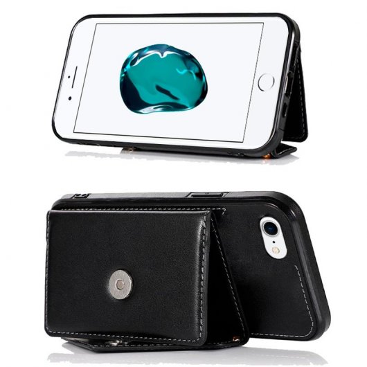 Cool Funda Colgante Wallet Negra para iPhone 7/8/SE 2020