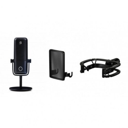 Elgato Wave:1 Microfone Condensador USB + Wave Pop Filter Filtro Contra Ruido + Wave Shock Mount Suporte de Suspensão Antivibrações