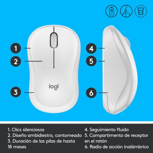 Logitech M220 Maus Büro Beidhändig RF Wireless Optisch 1000 DPI
