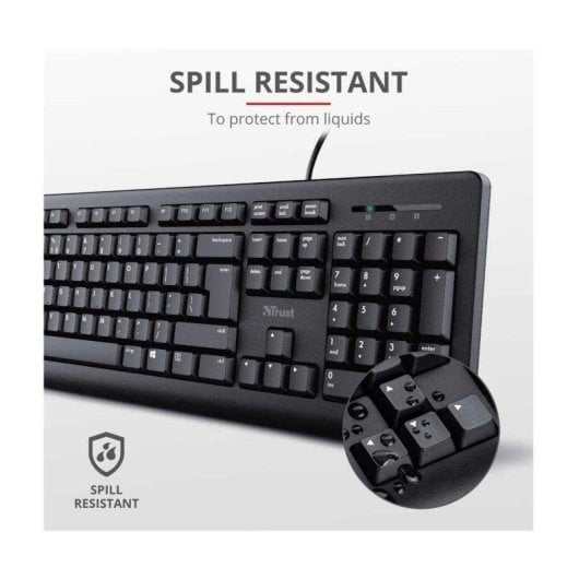Tastatur Trust TKM-250 Membran Full-Size spritzwassergeschützt mit Maus-Set