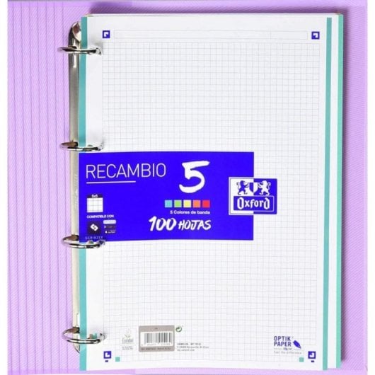 Archivador A4+ 4 anillas 35mm cierre goma recambio 100h colores surtidos OptikPaper