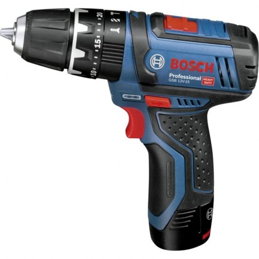 Bosch GSB 12V-15 Professional Taladro Percutor 12V + 2 Baterías + Cargador