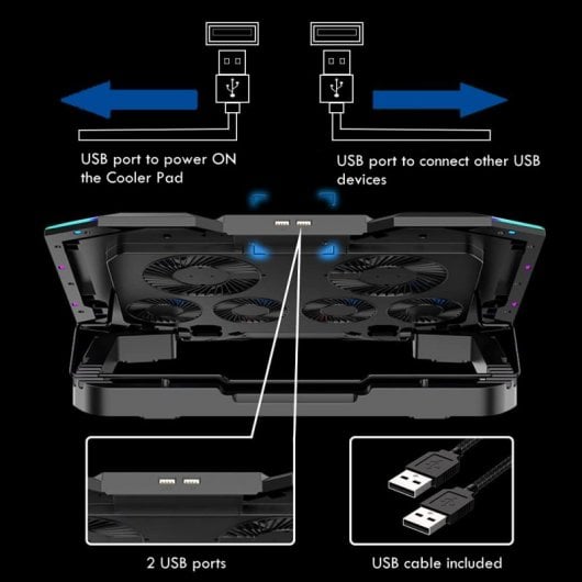 Supporto per raffreddamento per laptop RGB multi-angolo Ewent con 6 ventole a velocità regolabile
