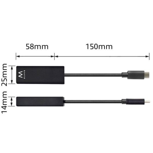 Adaptador de Red USB-C Gigabit Ewent EW9828 Alámbrico Negro