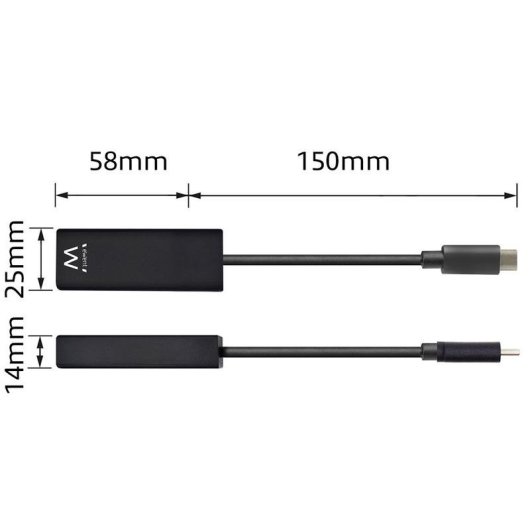 Adaptador de Red USB-C Gigabit Ewent EW9828 Alámbrico Negro
