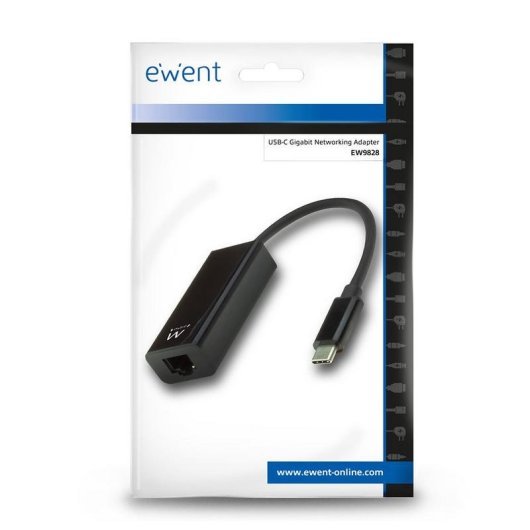 Adaptador de Red USB-C Gigabit Ewent EW9828 Alámbrico Negro