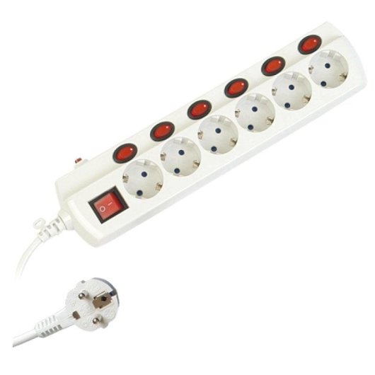 Garsaco Regleta de 6 Tomas con Interruptores 1.5m