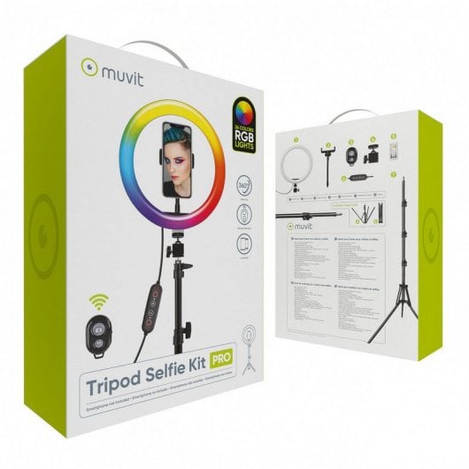 Muvit Smartphone-Halterung mit Stativ und 10"-Ringlicht