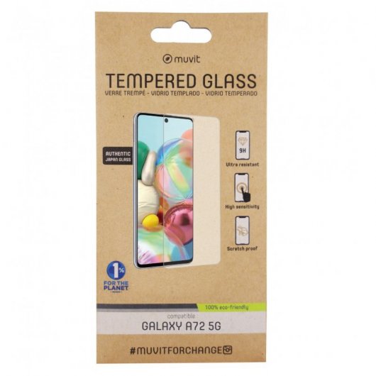 Protecteur d'écran plat en verre trempé Muvit pour Samsung Galaxy A72 5G