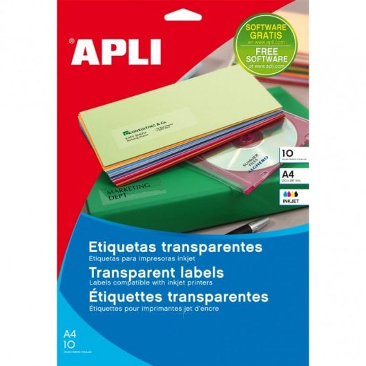 Apli 10967 Klebeetiketten 63,5 x 38,1 mm 210 transparente Einheiten