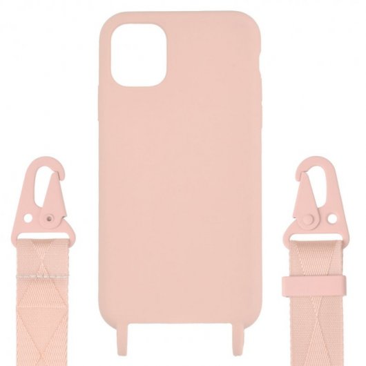 Funda Ultra Suave Lanyard Rosa para iPhone 11