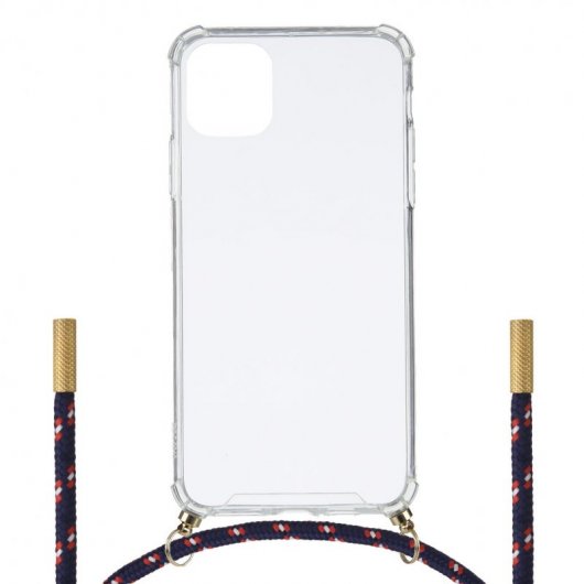 Funda Silicona Colgante Transparente Tricolor para iPhone 11