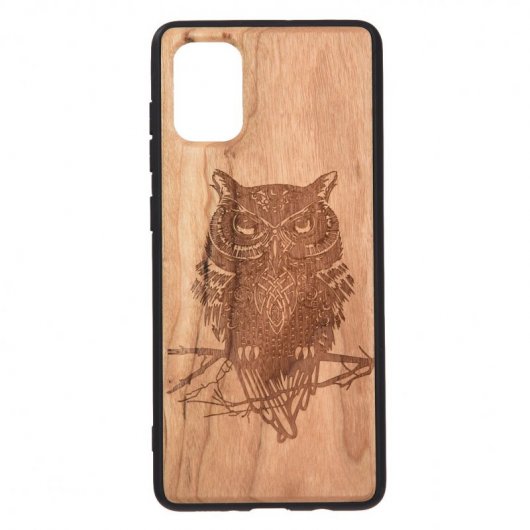 Funda Madera Tallada Búho para Samsung Galaxy A51