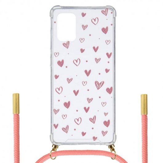 Funda Silicona Colgante Corazones para Samsung Galaxy A51