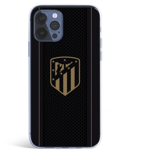 Funda Oficial Atlético de Madrid Atleti Escudo Dorado Fondo Negro para iPhone 12