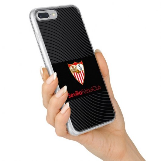 Funda Oficial Sevilla FC del Sevilla Trama Gris Fondo Negro para iPhone 11
