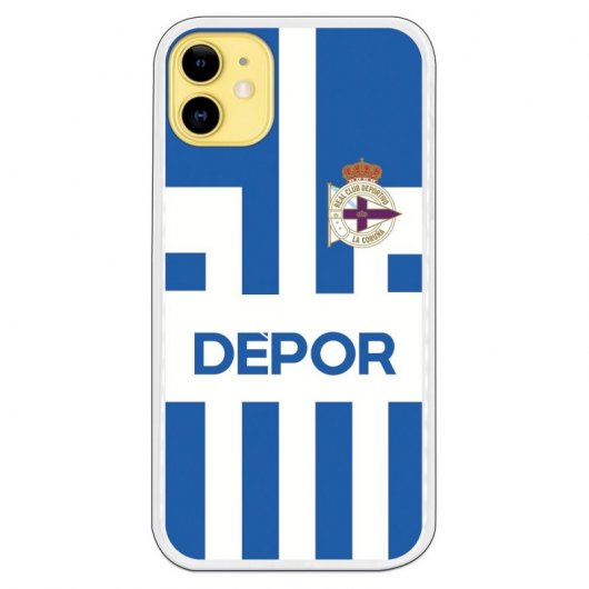 Funda Oficial RC Deportivo de la Coruña del Depor Camiseta Rayas Blanquiazul para iPhone 11