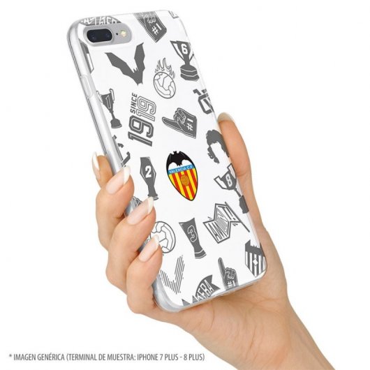 Funda Oficial Valencia CF del Valencia Stickers Gris Escudo Color para iPhone 11