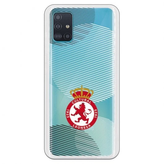 Funda Oficial Cultural y Deportiva Leonesa Escudo Fondo Circulo con Rayas para Samsung Galaxy A51