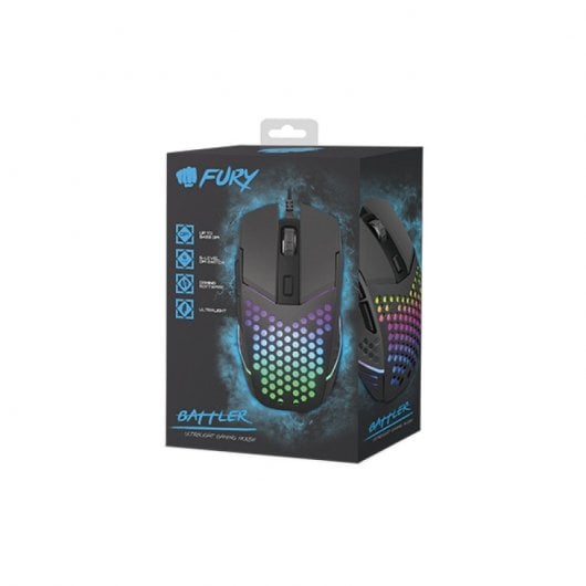 Mouse da gioco Fury Battler 6400 DPI Nero