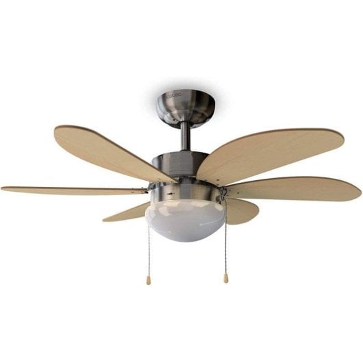 Ventilatore da soffitto Cecotec EnergySilence Aero 350 6 pale reversibili LED 50W bianco/legno