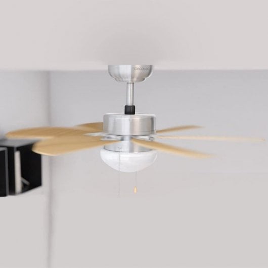 Cecotec EnergySilence Aero 350 Ventilador de Techo con Luz Aspas Reversibles 50W Madera/Blanco