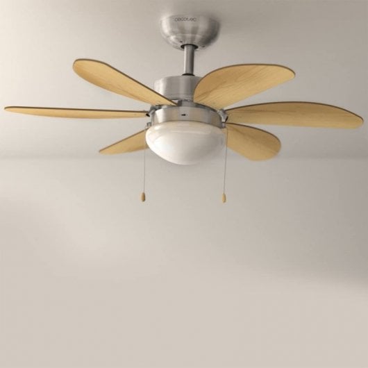 Cecotec EnergySilence Aero 350 Ventilador de Techo con Luz Aspas Reversibles 50W Madera/Blanco