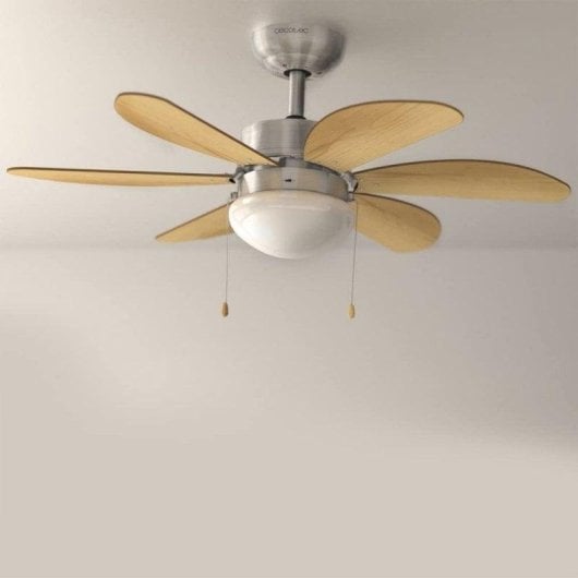 Ventilatore da soffitto Cecotec EnergySilence Aero 350 6 pale reversibili LED 50W bianco/legno