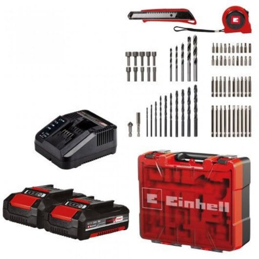 Kit marteau perforateur/tournevis Einhell TE-CD 18/40 Li + 2 batteries 18 V + chargeur + accessoires