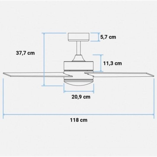 Ventilatore da Soffitto con Luce Universal Blue Bora UVT1310-20 70W 118cm 3 Velocità Telecomando Funzione Inverno