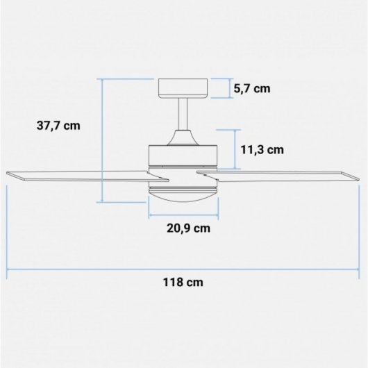 Universal Blue Bora UVT1312-21 Ventilador de Techo con Luz LED y Mando 70W