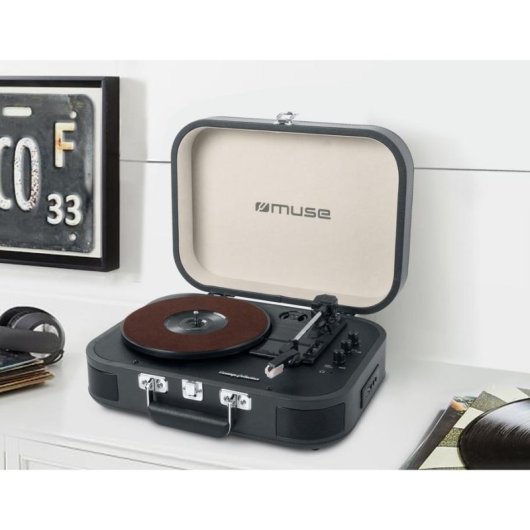 Tocadiscos Muse MT-201 10W Bluetooth USB AUX Trazione Cinghia Vinile Grigio