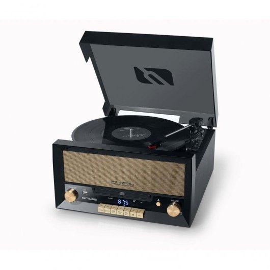 Tocadiscos Muse MT-110 B 20W Bluetooth USB Tracción Correa CD FM Madera