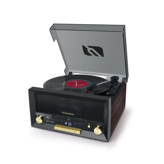 Tocadiscos Muse MT-112 W 20 W RMS Bluetooth USB AUX Tracción por correa CD FM marrón
