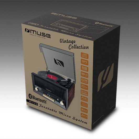 Muse MT-112 W Microcadena CD con Tocadiscos Negro